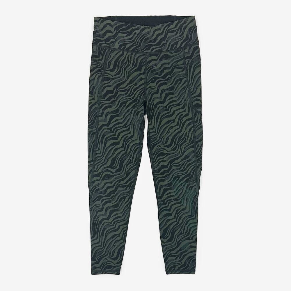 Sweaty Betty Zero Gravity 7/8 Running Tight Size S Green Zebra Print Activewear
